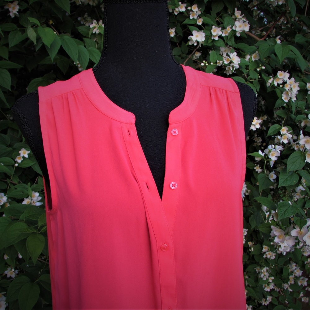 American Eagle Pink Sheer Button Up Tank